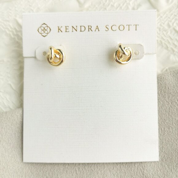 Kendra Scott Presleigh love Knot Stud Earrings Gold - Picture 1 of 4